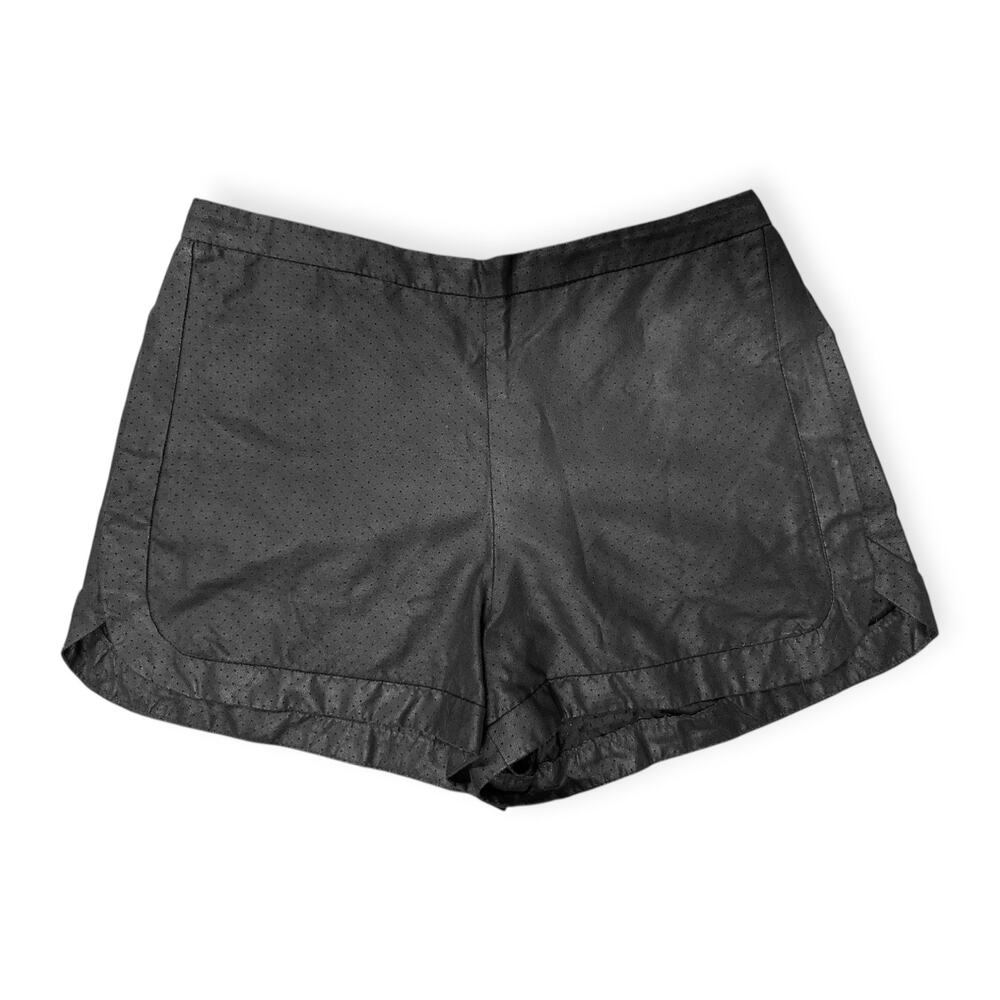 ZARA | S | Black Perforated Faux Leather Elastic Waist Pull-On Short Shorts